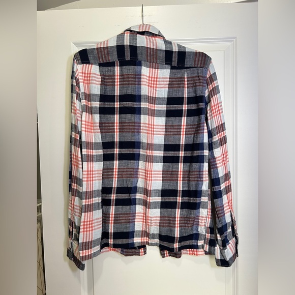 American Eagle Outfitters Blue and Orange Casual Button Down Shirt - Picture 2 of 3